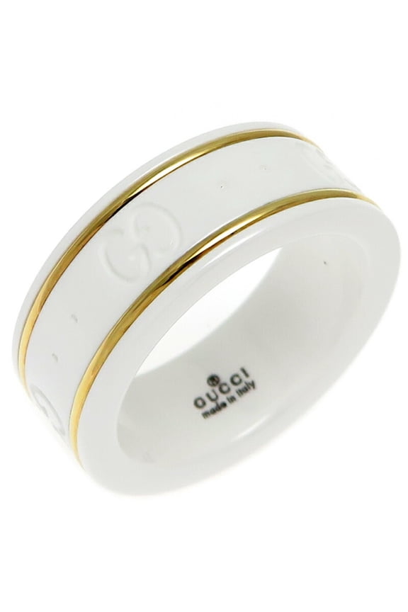 Pre-Owned Gucci Icon Women's Ring, White Ceramic, Size 8 (Good)