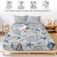 thumbnail image 5 of Twin XL Size Fitted Sheet Set - Navy Blue Coastal 2 Piece Bedding Sets 16" Deep Pocket Fitted Sheet with 1 Pillowcases, Nautical Ocean Shell Starfish Sea Rustic Brushed Microfiber Hotel Bed Sheets, 5 of 9