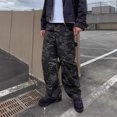 thumbnail image 6 of Men's Casual Camouflage Cargo Pants Baggy Wide Leg Hip Hop Skater Pants Loose Fit with Pockets - Streetwear Style for Men with Urban and Trendy Look,Black,L, 6 of 6