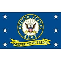 Eagle Emblems U.S. Navy Served With Pride Flag, 3 feet by 5 feet