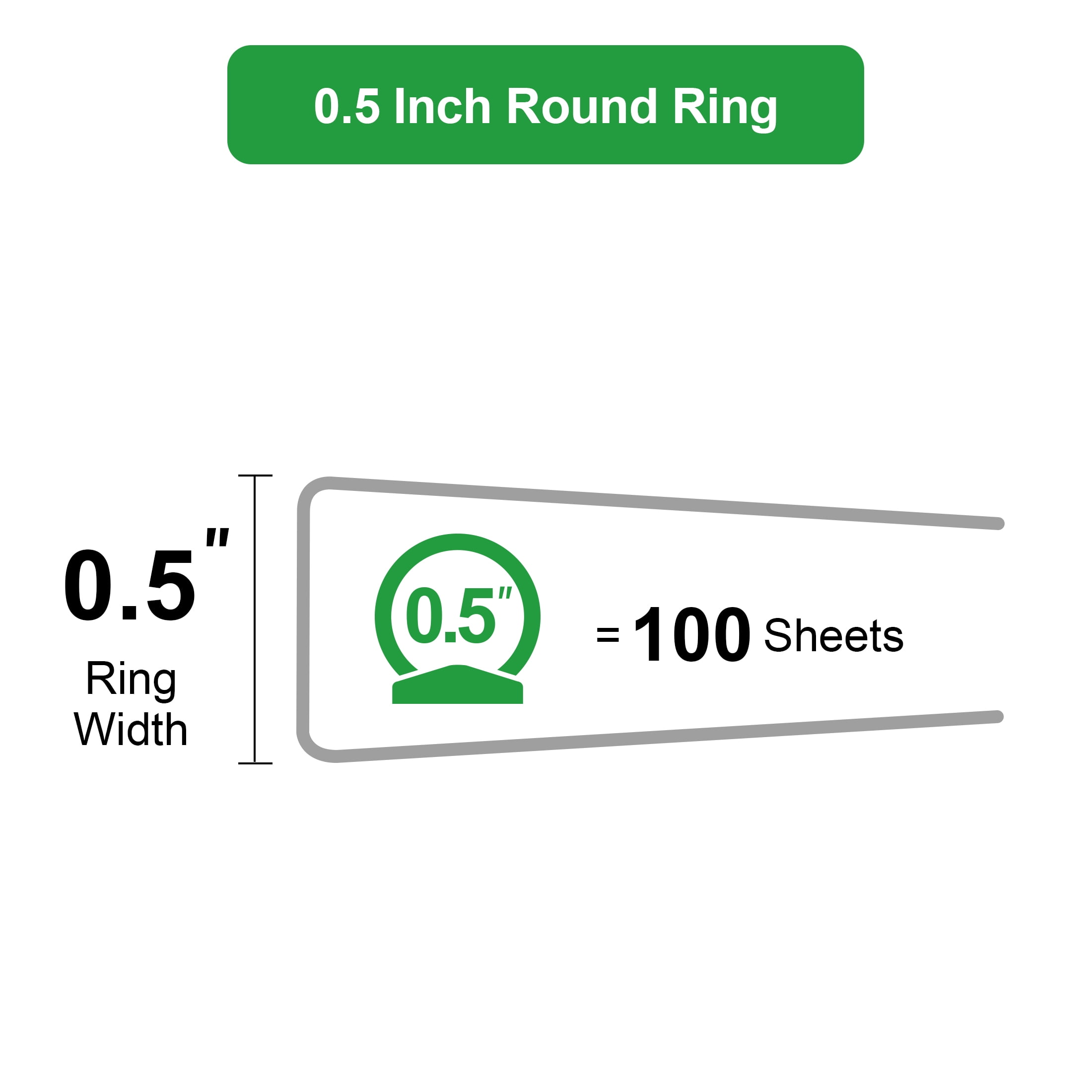 Comix Basic 1/2 inch Binders , 0.5" O-ring, 100-Sheet Capacity, School Supplies, 12 Pack White