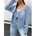 thumbnail image 3 of Women's Long Sleeve Cardigan Tie Front V Neck Crochet Lightweight Shrug Sweaters for Dresses Knit Top, 3 of 5