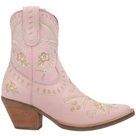 Image of Dingo Womens Primrose Embroidered Floral Snip Toe Casual Boots Ankle Mid Heel 2-3