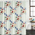 thumbnail image 3 of Shower Curtain Bathroom Set Farm Fruits Cherries Blueberry Waterproof Fabric Shower Curtains with Grommets&Hooks, Green White Striped Privacy Bath Curtain for Bathtub 72x84in, 3 of 9
