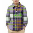 thumbnail image 3 of MKOSPLRT Boys Plaid Button Down Shirts Toddler Girls Long Sleeve Collared Tops Color Block Casual T Shirts Kids Spring Clothes 6M-8Y, 3 of 10
