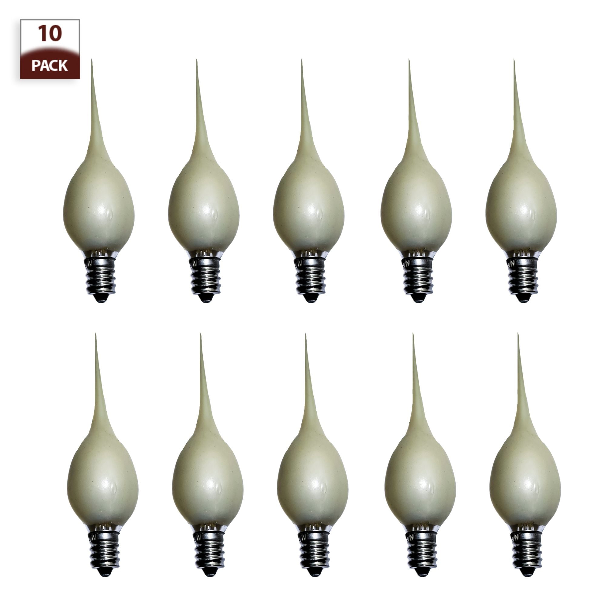 Royal Designs, Inc. Transparent Silicon Dipped Filament LED Bulb, 1-Watt C7 E12 120V 2500K, Pearl, Pack of 10