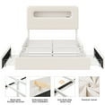 thumbnail image 4 of Homfa Full Size Velvet Upholstered Bed with LED Lights & 2 Drawers, Storage Headboard Platform Bed Frame with USB Ports & Outlets, Off-White（Iron Slats+ 2 Drawers+ 2-Tier Side-Shelves), 4 of 8