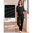thumbnail image 2 of EKOUAER Lounge Sets for Women Waffle Knit Womens Pajama Sets 2 Piece Pjs Sets with Pockets Short Sleeve Top Long Pant, 2 of 6