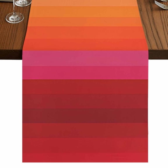 Table Runners 120 Inches Long Dress Scarves, Rainbow Striped Farmhouse Coffee/Dining/Kitchen Table Runner for Living Room, Colorful Gradients Modern Abstract Art 13x120 Inch