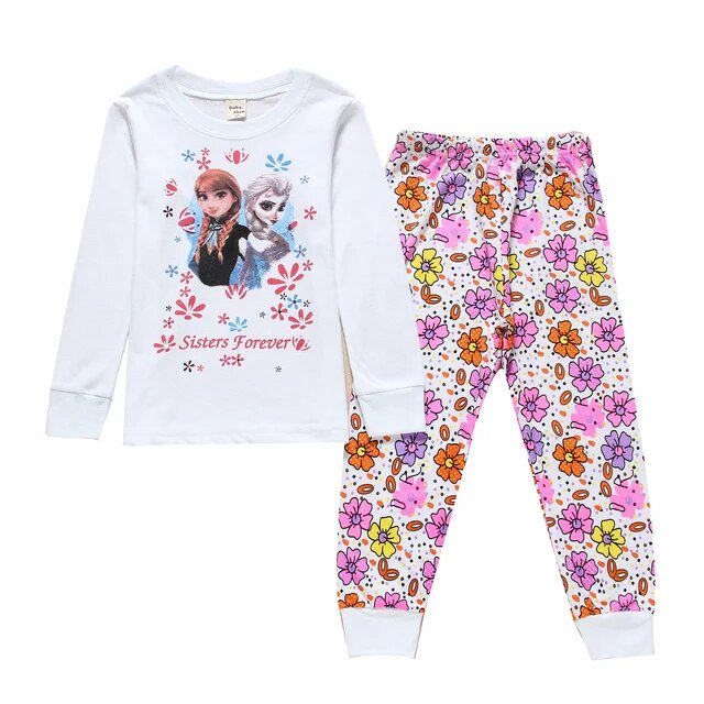 Conjunto de ropa de dormir para niña, pijamas de algodón con dibujos animados de Anna congelada, primavera y otoño, novedad xuanjing unisex