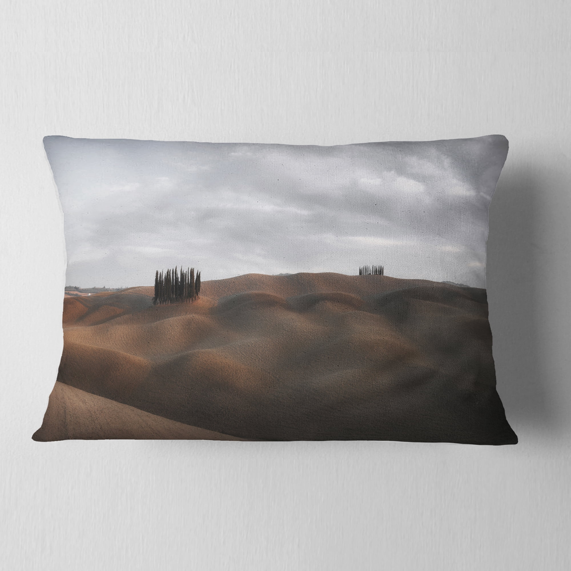 Designart Cypress Grove at the Field Panorama - Landscape Printed Throw Pillow - 12x20