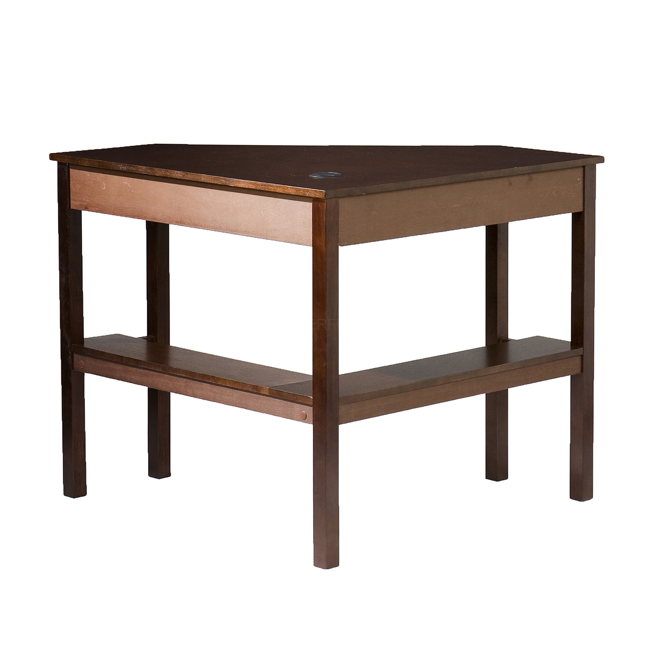 JERFIT Modern Espresso Wood Computer Desk with Drawers & Keyboard Tray, Home Office Writing Study Gaming Desk, Solid Wood Construction