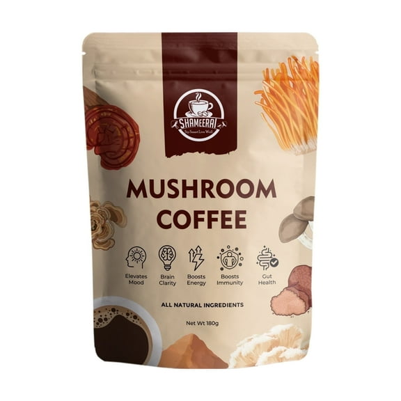ShaMeerAi Organic Mushroom Coffee 180g, 30 Servings (Pack of 1)