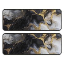 Kitchen Rugs Sets Of 2,Black White Gold Marble Pattern Anti Fatigue Kitchen Mat Rugs Non Slip Washable,Decorative Kitchen Floor Mats for Kitchen,Sink,Laundry,17"x47" 17"x47"