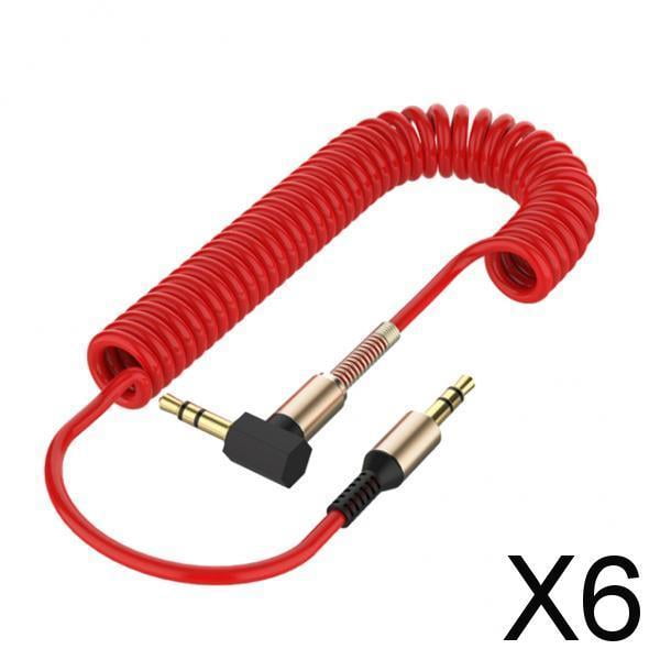 Paquete de 2-6 cables de audio Jack a Jack de 3,5 mm Baoblaze estéreo auxiliar para coche color rojo 6 piezas