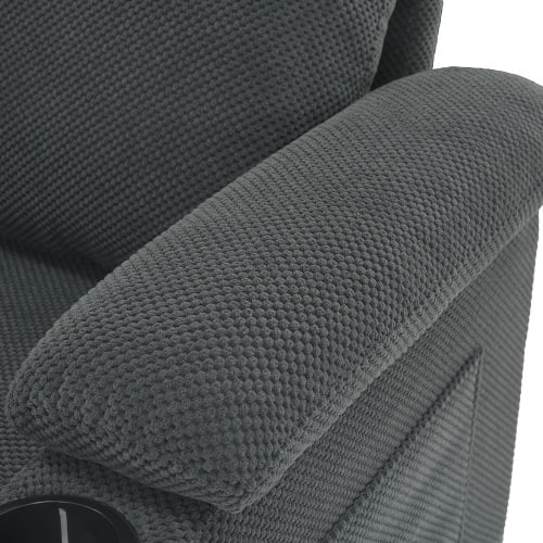 Accent Chair and Storage Ottoman Set, Convertible Single Chaise Lounge Sleeper Bed with Reclining Backrest, Dual Cup Holders, USB-C Ports, Side Storage Pocket, Dark Gray