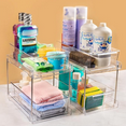 thumbnail image 4 of 4Pack 2-Tier Bathroom Storage Organizer, Clear Under Sink Organizers Kitchen Vanity Counter Storage Container, Medicine Cabinet Drawers Bins, Pull-Out Organization with Track for Pantry, 4 of 6