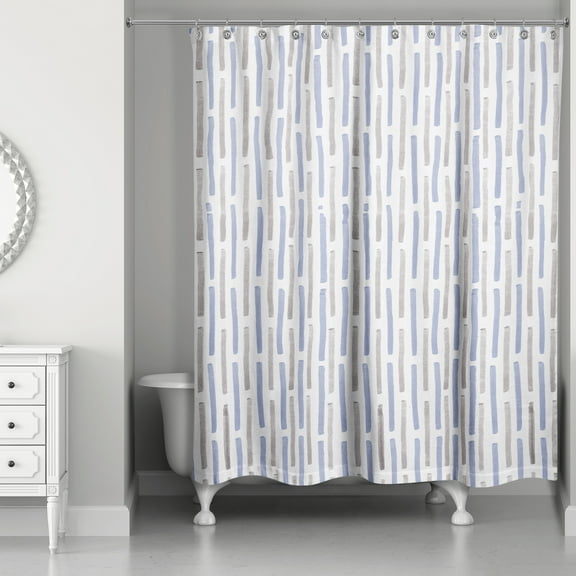 Creative Products Hand Drawn Lines Blue Gray 71 x 74 Shower Curtain