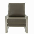 thumbnail image 4 of LeisureMod Jefferson Modern 3-Piece Leather Arm Chair with Round Coffee Table Living Room Set with Silver Steel Frame (Grey), 4 of 13