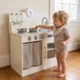 thumbnail image 4 of TLSUNNY Kids Wooden Play Kitchen, w/ Sink, Stove, Knobs and Curtained Cabinet, Pefect Height for Toddlers, 4 of 10