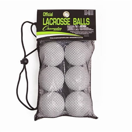 Champion Sports NOCSAE Lacrosse Ball Set, White - Set of 6