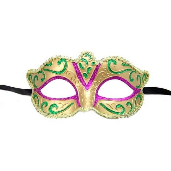 Gold Purple Green Venetian Fantasy Small Masquerade Mardi Gras Mask