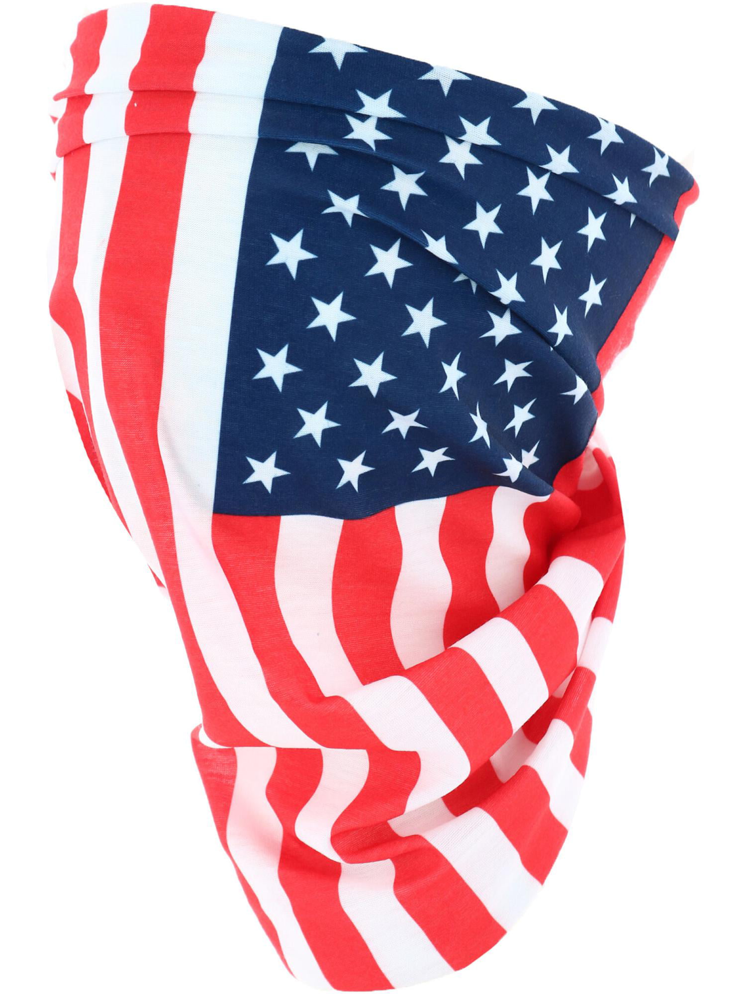 Face Gaiter 4th of July Bandanna American Flag Headband Cover Tube 2 Pcs SALE!! 