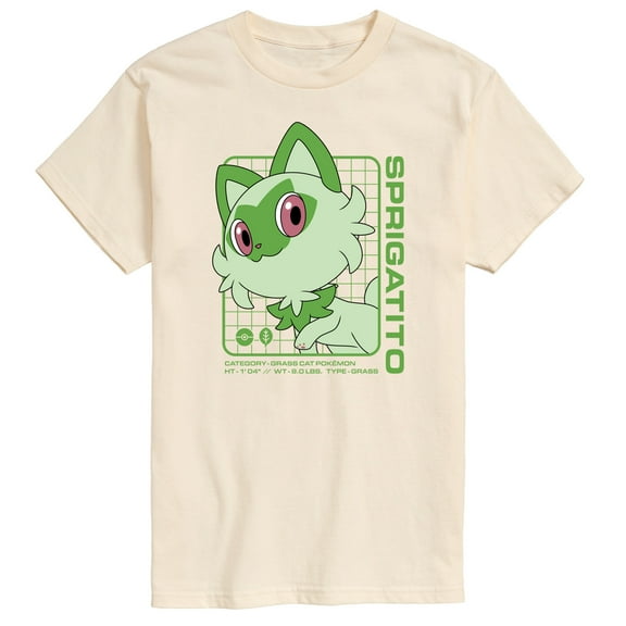 Pokémon - Sprigatito Stats - Men's Short Sleeve Graphic T-Shirt