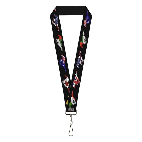 Ford Lanyard, Mustang Silhouette Black International Flags, Elastic