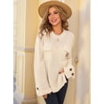 thumbnail image 5 of Womens Knit Tops 2025 Oversized Long Sleeve Crewneck Sweater Business Casual Blouses Basic Sweater Apricot L, 5 of 9
