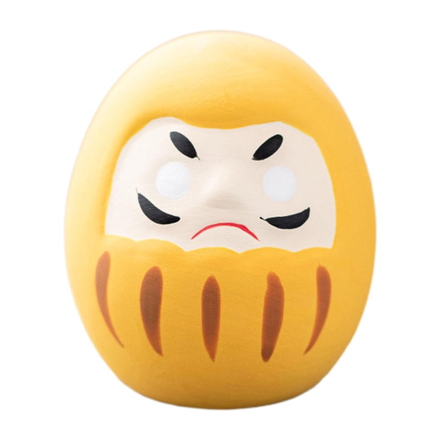 Figura de Daruma japonesa, estatua de cerámica, decoración del hogar, centro de mesa creativo, adorno decorativo de mesa, regalo para estante de mesa Amarillo