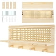 thumbnail image 4 of Txkrhwa Rattan Rack Shelf, Rattan Wall Rack, Floating Rattan Shelf with 4 Hooks, Wall Mounted Entryway Rattan Rack for Entryway Nursery Hallway Office Home, 4 of 10