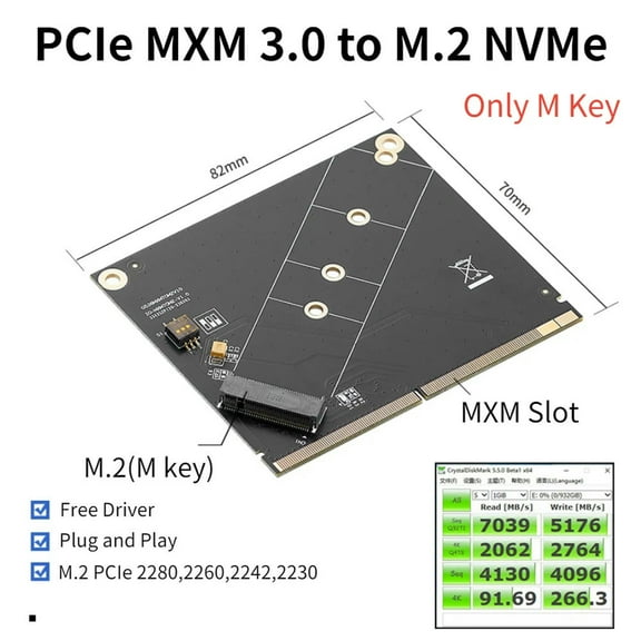 FOR MXM to NVME Adapter Board Converter PCIe MXM 3.0 to M.2 NVME Expansion Card Support 2230 2242 2260 2280 M2 NVME SSD for PC
