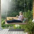 thumbnail image 2 of Ktaxon Patio Wooden Porch Swing for Courtyard & Garden, Heavy Duty 880 LBS Swing Chair Bench with Hanging Chains for Outdoors (Nature,4 FT), 2 of 9