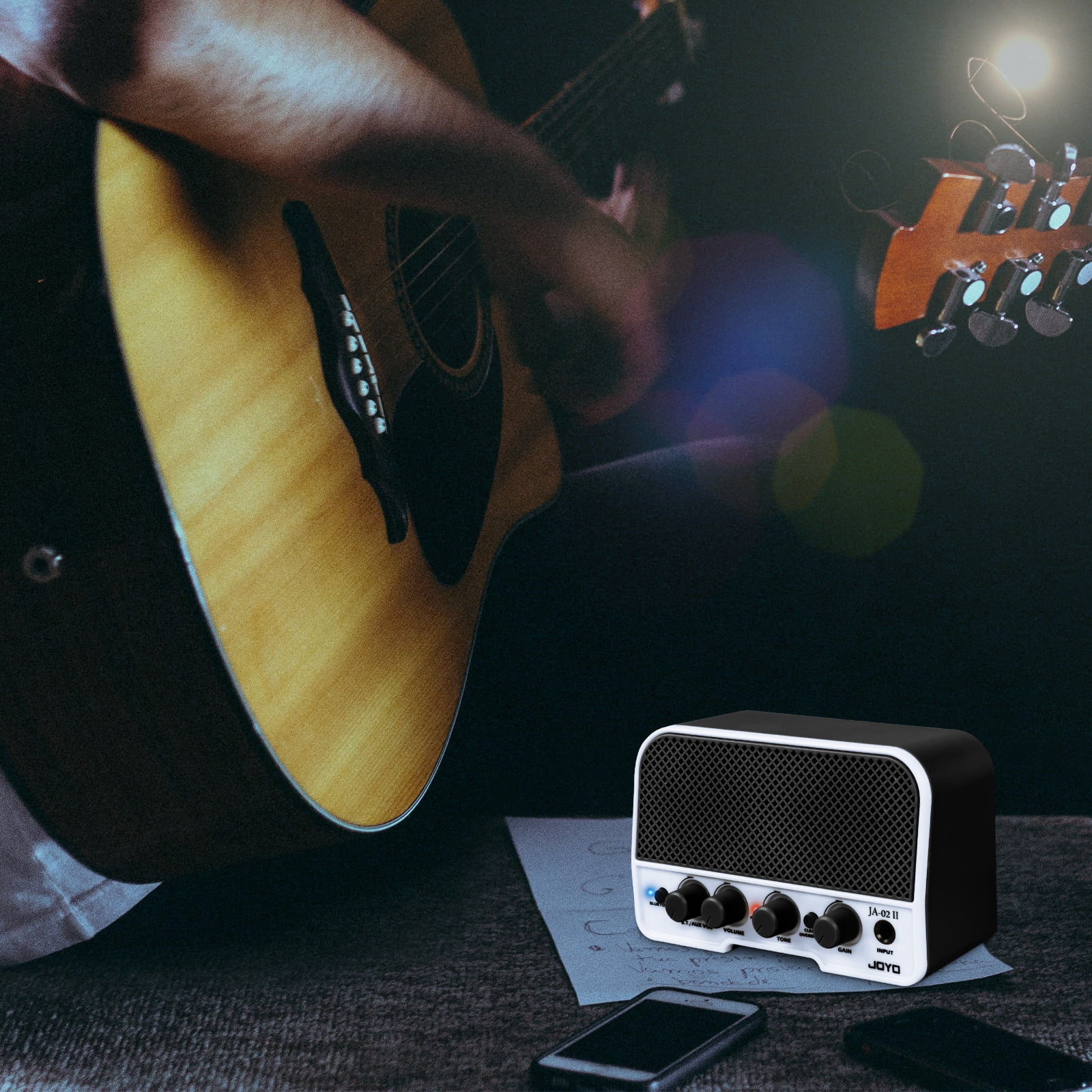 JOYO Rechargeable Mini Guitar Amp, 6H Playtime Bluetooth Amplifier with Dual Tone Channels, Headphone Output