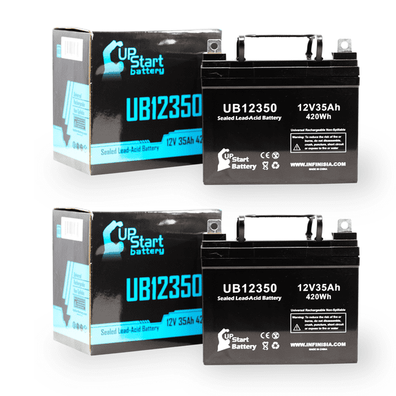 2x Pack - Power Battery Wheelchair Battery Replacement - UB12350 Universal Sealed Lead Acid Battery (12V, 35Ah, 35000mAh, L1 Terminal, AGM, SLA)