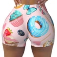 thumbnail image 2 of Gukieu Cupcakes and Donuts Print Women's Sports Shorts, Elastic Waist High Stretch Running Yoga Gym Sweatpants-XX-Large, 2 of 8