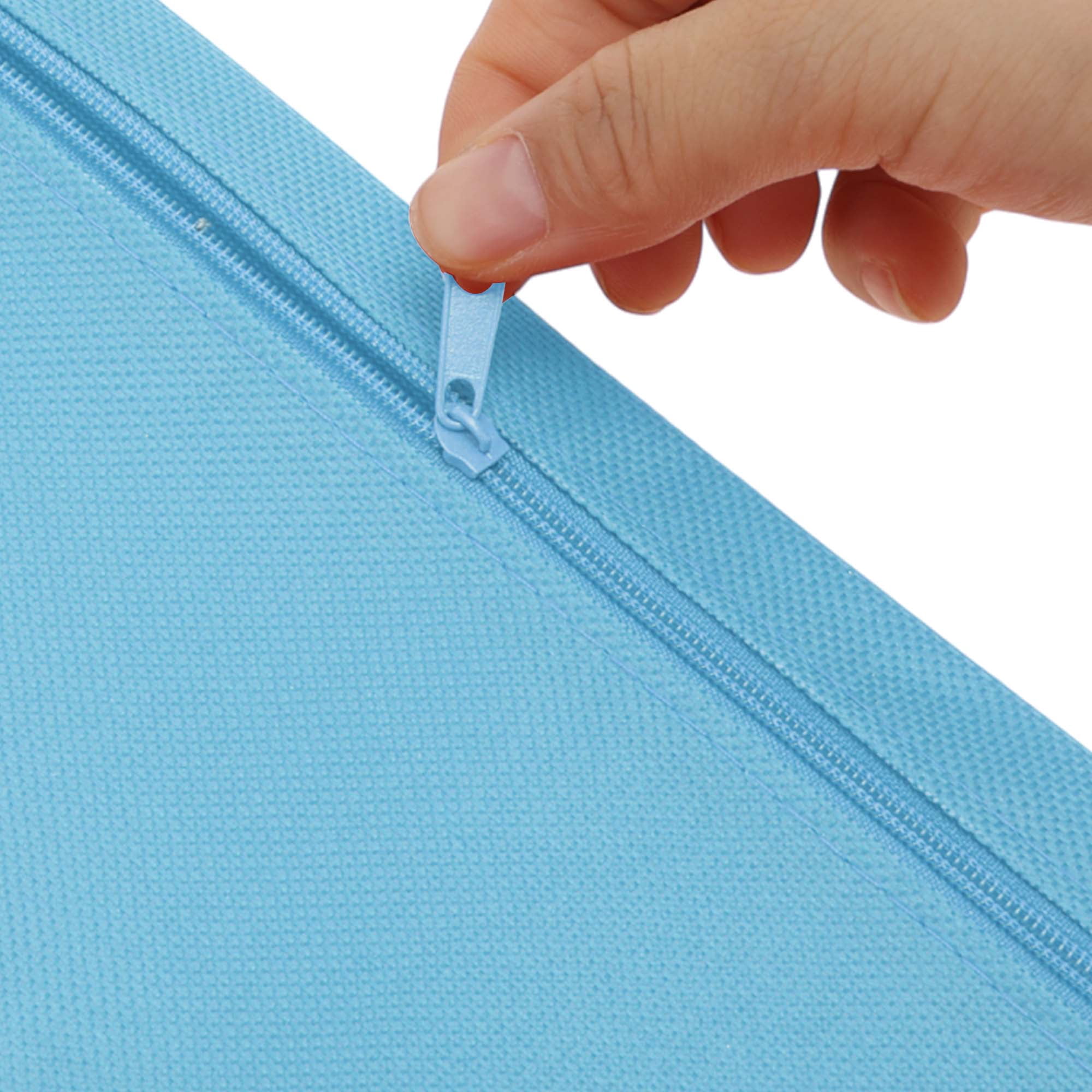 Unique Bargains Pencil Case Canvas Large Capacity Stationery Pen Bag for Office Light Blue