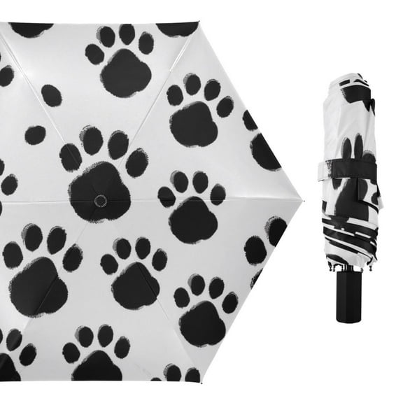 Black Dog Paws Compact Sun Umbrella Windproof Travel Umbrellas for Rain Strong Portable UV Protection