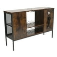 thumbnail image 3 of Industrial Wine Bar Cabinet, Coffee Bar Cabinet W/ Wine Rack Glass Holder, Brown Sideboard & Buffet Cabinet Multi-Function Rustic Coffee Bar & Liquor Storage Cabinet, 3 of 24
