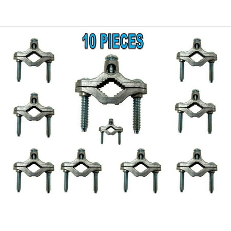 10 Pack Cold Water Pipe Ground Clamps Zinc fits 1/2-1 UL Approved CATV
