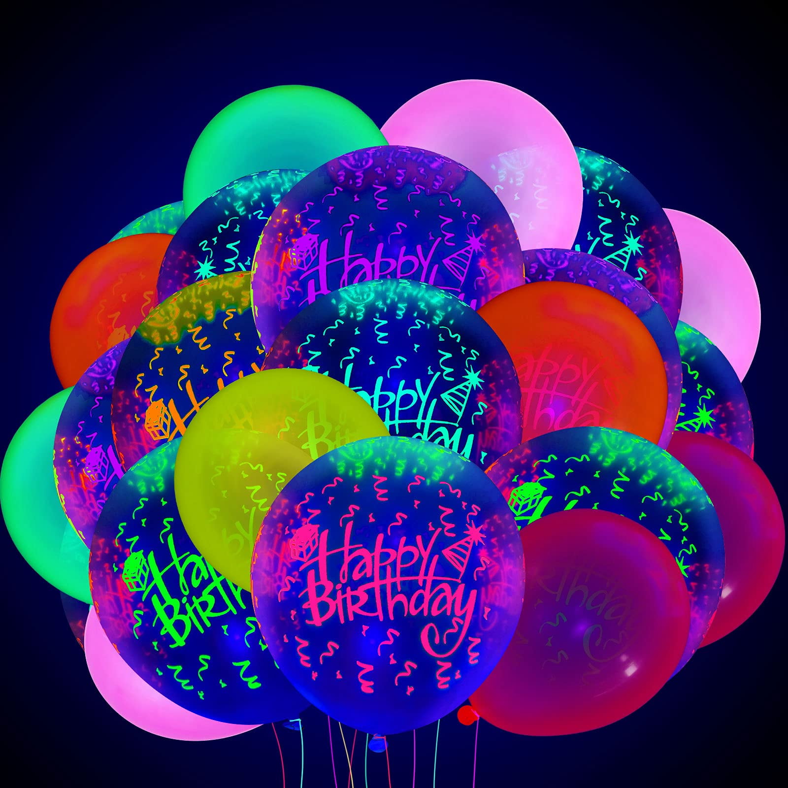 180 Pieces UV Neon Balloon 12 Inch Blacklight Glow Party Balloon