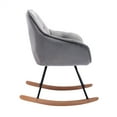 thumbnail image 3 of Velvet Rocking Chair, Modern Nursery Rocking Armchair with Metal Frame and Solid Wood Base, Comfy Upholstered Mid-Back Accent Glider Rocker Single Sofa Chair for Home Living Room Bedroom, Gray, 3 of 7