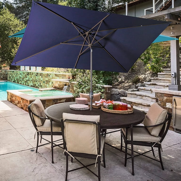 RoyalCraft 6.5 x 10 Ft Rectangular Patio Umbrella Aluminum Pole, Outdoor Table Market Umbrella with Crank, 6 Steel Ribs, Polyester Canopy, Navy Blue - Walmart.com RoyalCraft 6.5 x 10 Ft Rectangular Patio Umbrella Aluminum Pole, Outdoor Table Market Umbrella with Crank, 6 Steel Ribs, Polyester Canopy, Navy Blue - Walmart.com