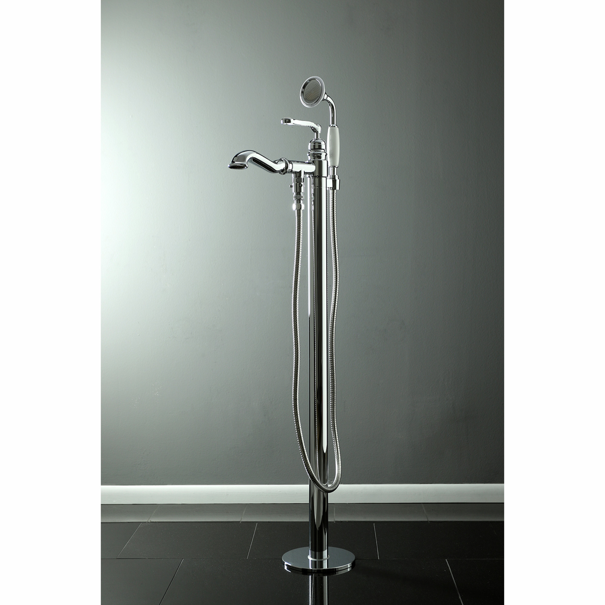 Kingston Brass KS7011RL Royale Freestanding Tub Faucet with Hand Shower, Polished Chrome
