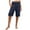 `Navy, variant on BXINGOHAI Women's Linen Bermuda Shorts Cotton High Waist Wide Leg Summer Drawstring Mid Length Shorts with Pockets Blue S