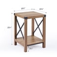 thumbnail image 2 of Bestco Side Table 16x16 Farmhouse End Table & Nightstand w Shelf & Metal Frames, Teak, 2 of 7