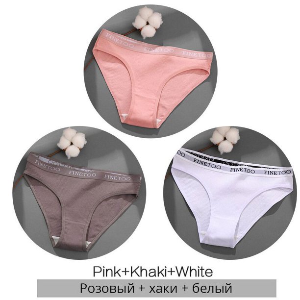 Finetoo 3 Unids/Set Mujeres Ropa Interior Femenina Bragas De Algodón Sólido Calzoncillos Íntimos Lencería