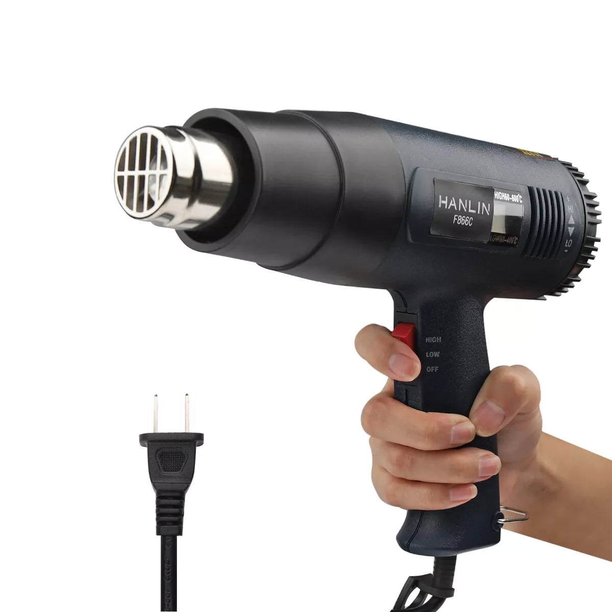 2500W Electric Heat Gun with LCD Display, Dual Temperature Control, 4 Nozzles for Shrinking, Paint Removal, Rust Loosening, and DIY Projects