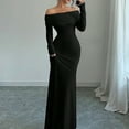 thumbnail image 5 of LWavelet Womens Off Shoulder Long Sleeve Bodycon Maxi Dress Evening Formal Party Dress Black XL, 5 of 5